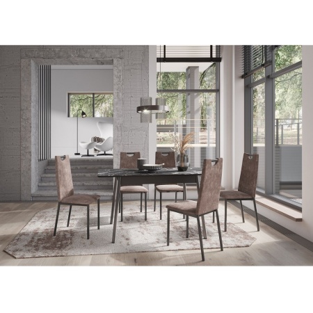 Комплект стульев Орлеан (4 шт), черный велюр коричневый