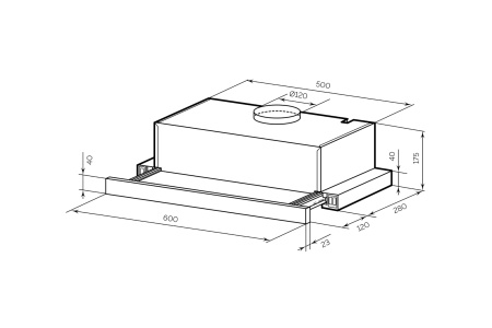Встраиваемая вытяжка LEX HONVER 600 INOX