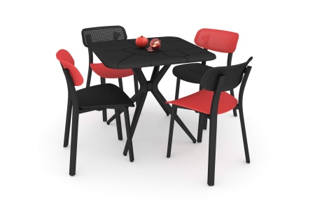 Обеденная группа SHT-DS131 черный / красный