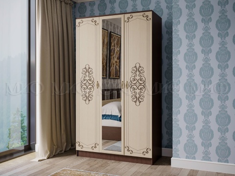 Шкаф 3-х Створчатый Жаклин Венге/Дуб Беленый (Ш-1350 х В-2216 х Г-540 мм)