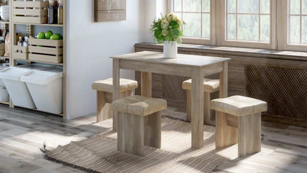 Обеденная группа «Мадрид» №2 Дуб Каньон светлый/ткань Richie Caramel